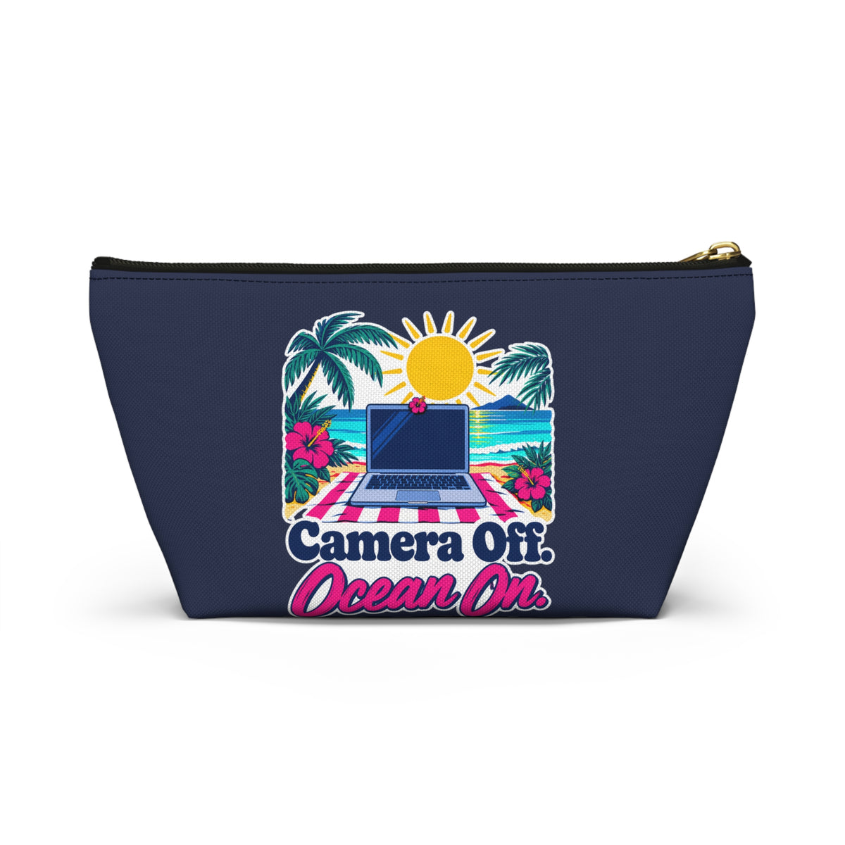 Camera Off. Ocean On. Zipper Pouch – Navy