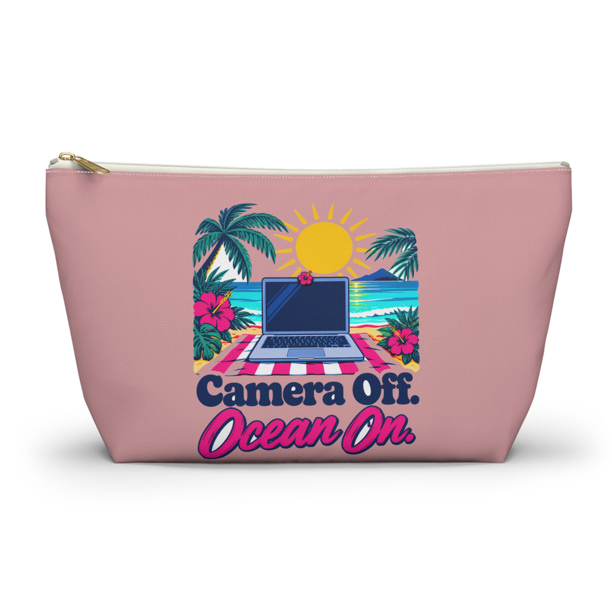 Camera Off. Ocean On. Zipper Pouch – Pink