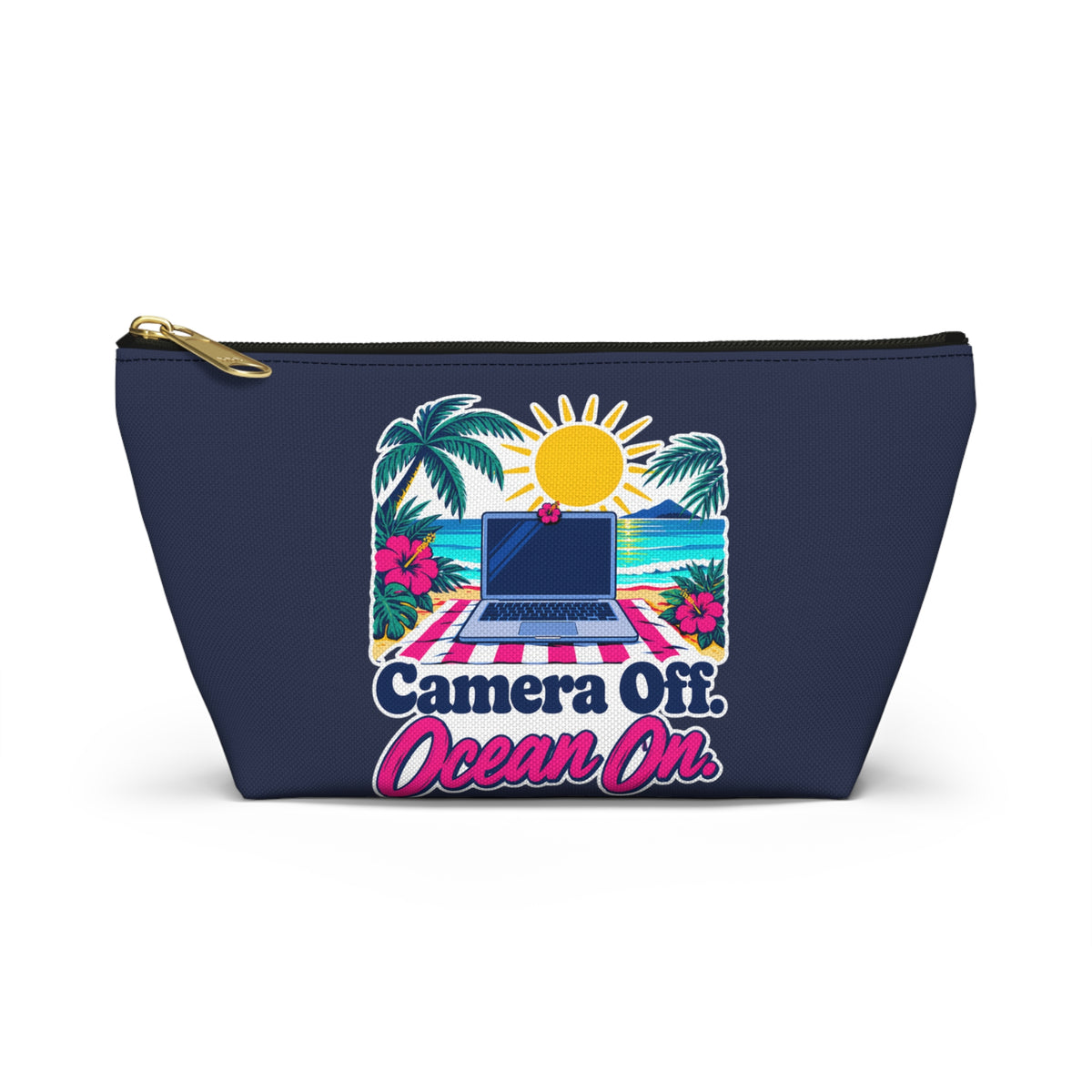 Camera Off. Ocean On. Zipper Pouch – Navy