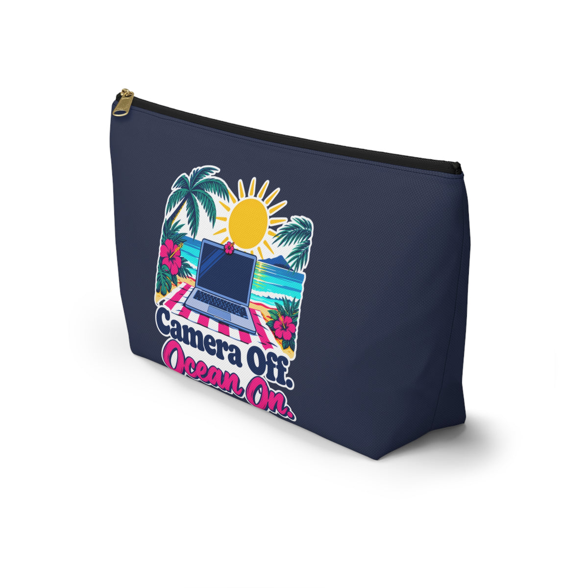 Camera Off. Ocean On. Zipper Pouch – Navy