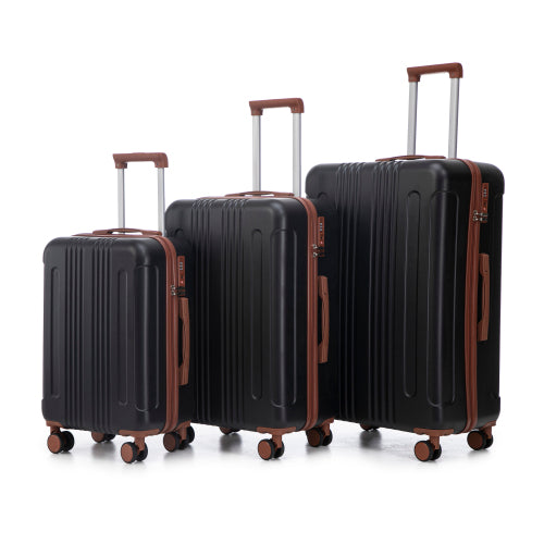 3-piece striped spinner luggage set