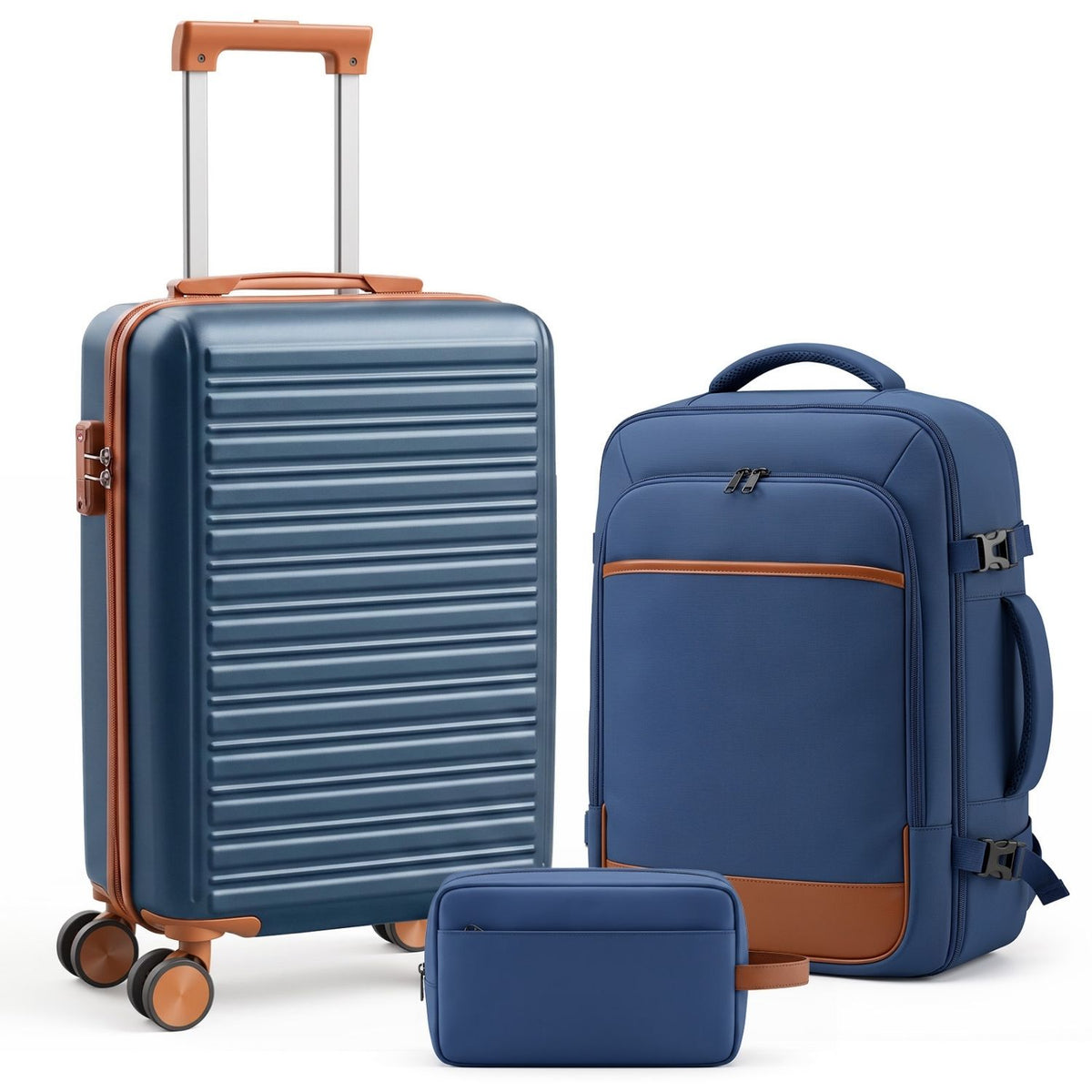 3-piece travel set in blue