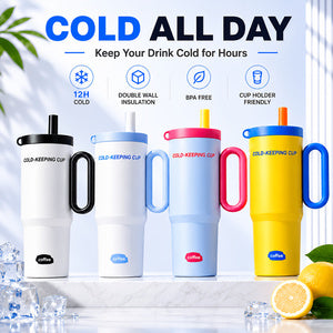 26oz Insulated Tumbler with Handle & Straw