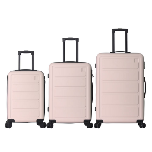 3-piece hardshell spinner luggage set in pink