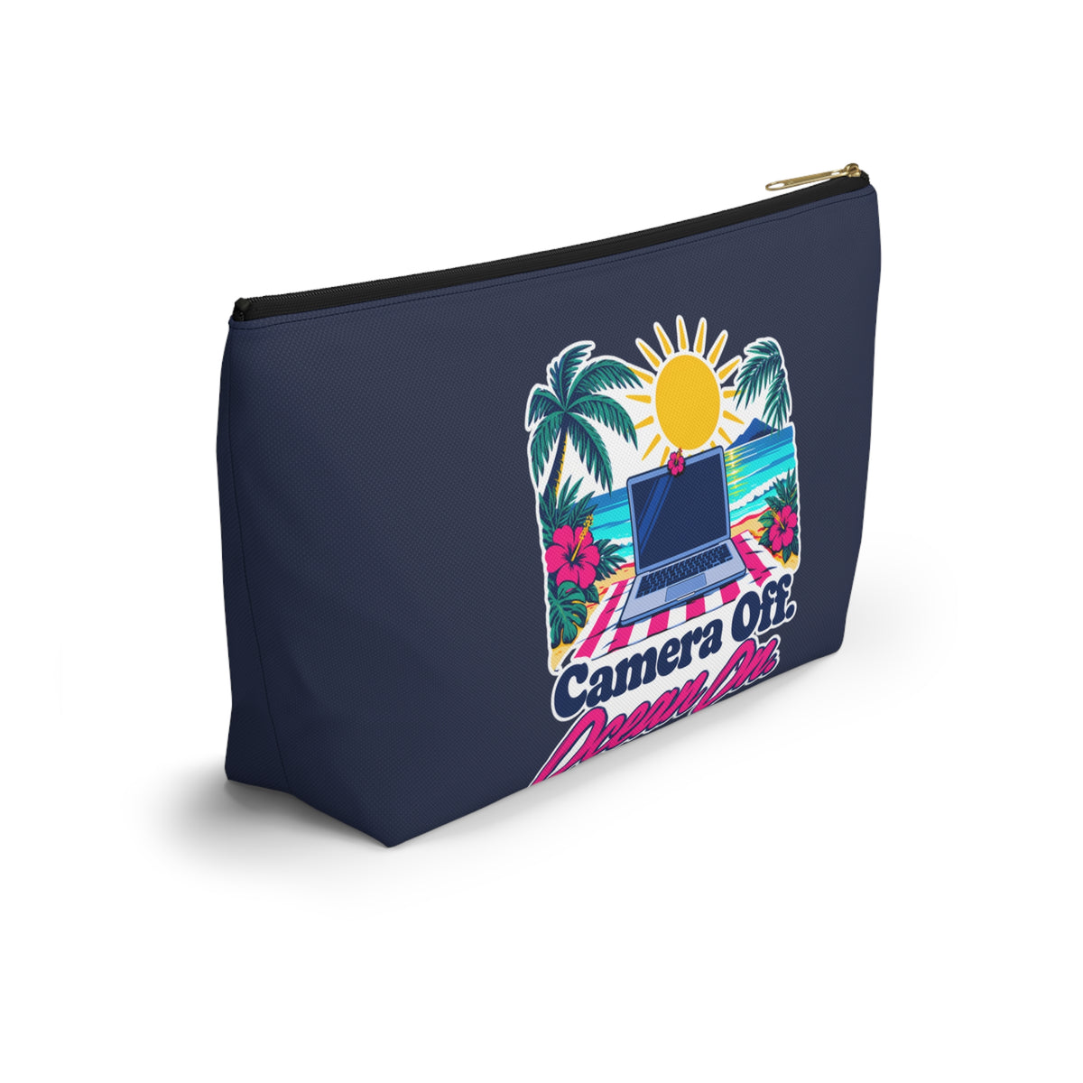 Camera Off. Ocean On. Zipper Pouch – Navy