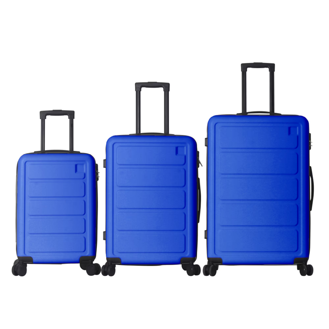 3-piece hardshell spinner luggage set in blue