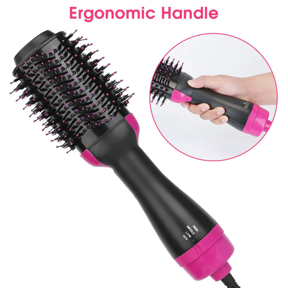 4-in-1 Hot Air Brush – Black & Pink