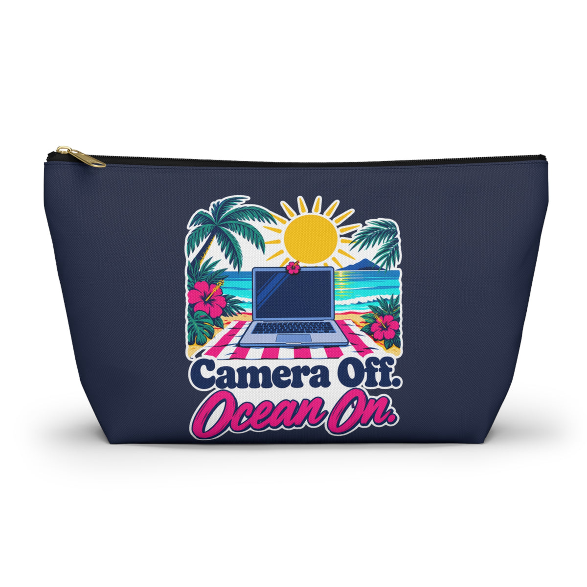 Camera Off. Ocean On. Zipper Pouch – Navy