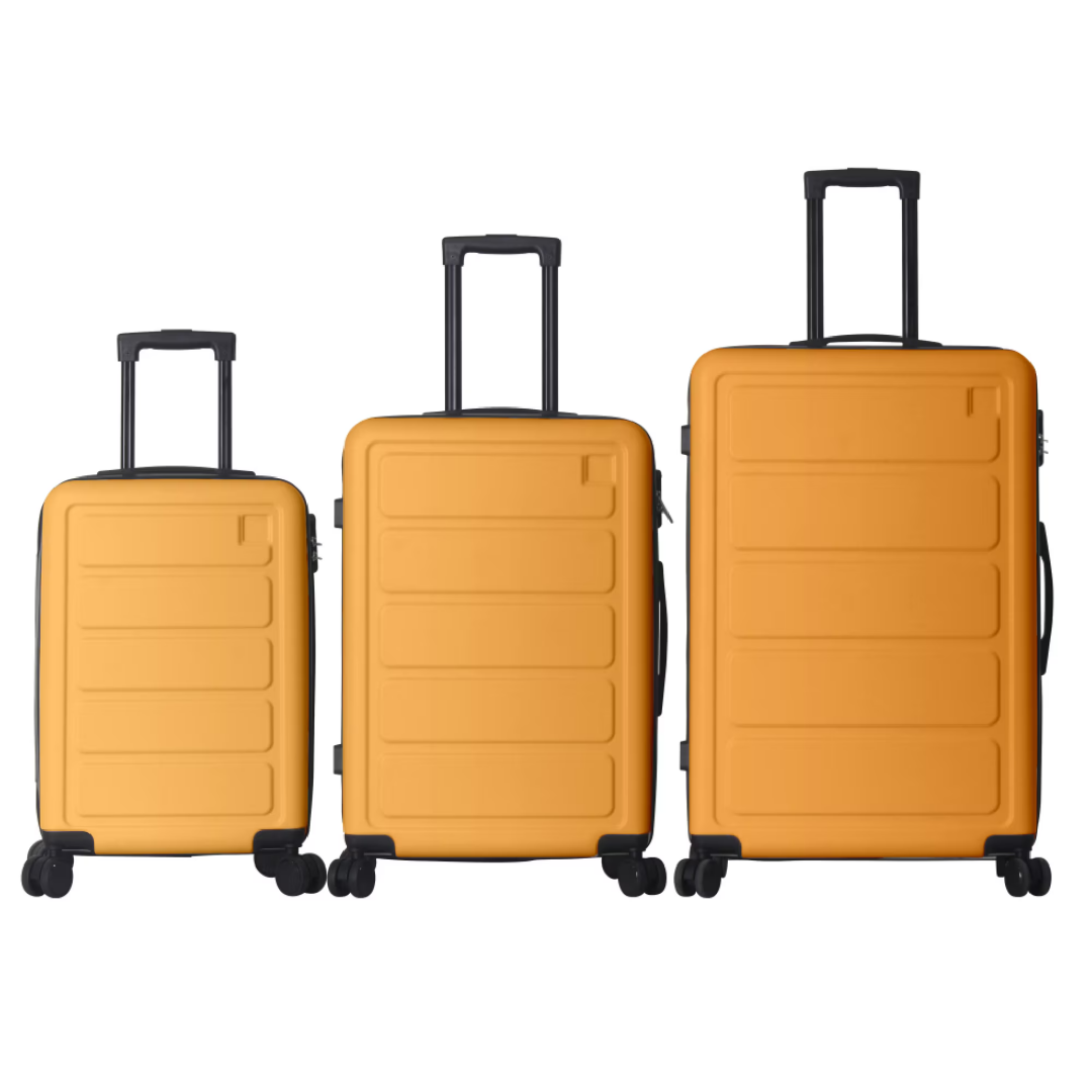 3-piece hardshell spinner luggage set in yellow