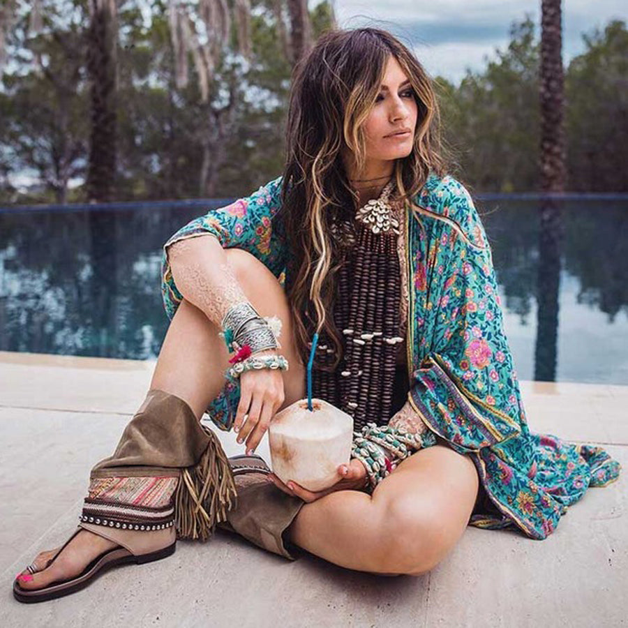 Boho floral maxi beach dress