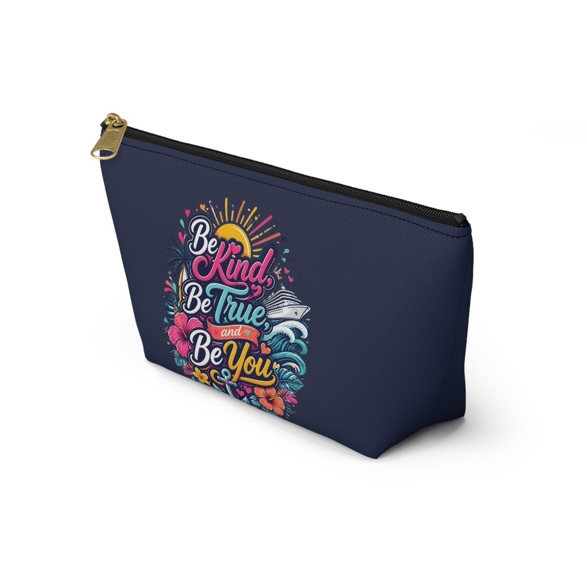 Be Kind, Be True, and Be You Zipper Pouch – Navy
