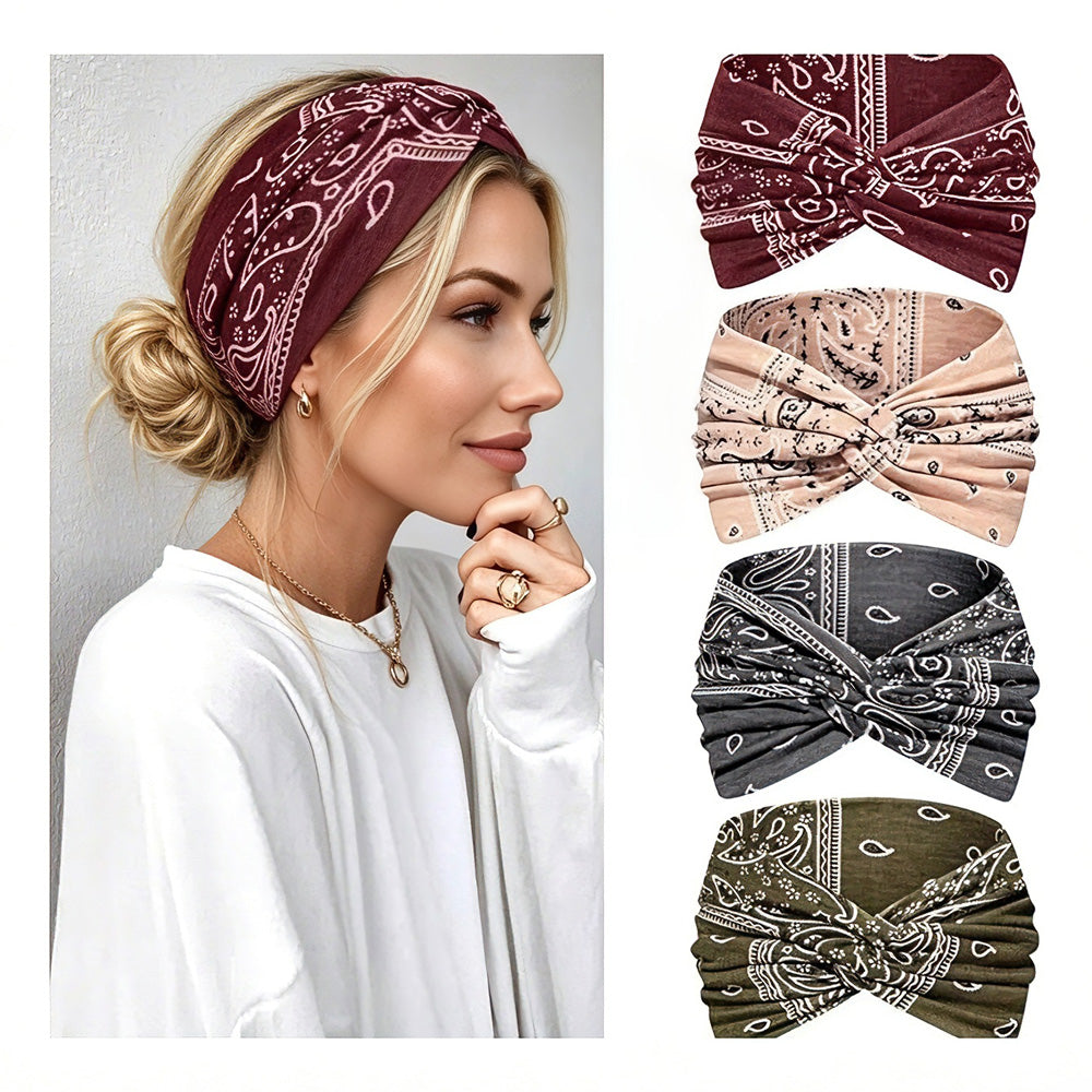 Boho Wide Knotted Headbands (4-Pack)