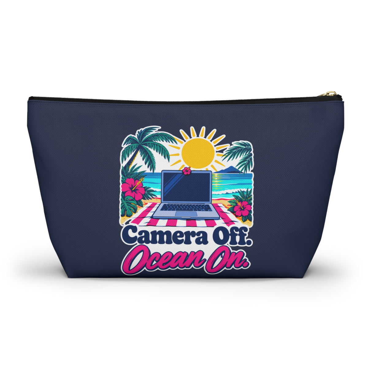 Camera Off. Ocean On. Zipper Pouch – Navy