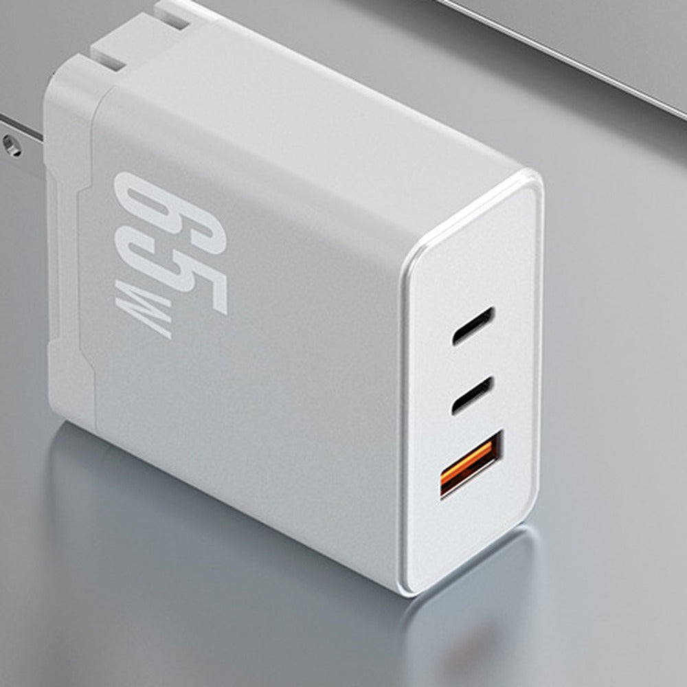 65W 3-port wall charger in white