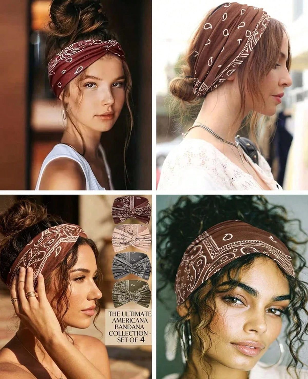 Boho Wide Knotted Headbands (4-Pack)