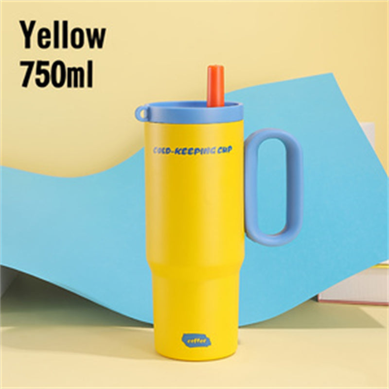 26oz Insulated Tumbler with Handle & Straw - Yellow