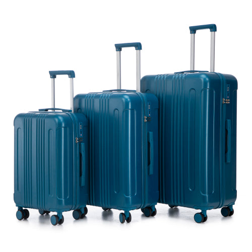 Striped luggage set in dark blue