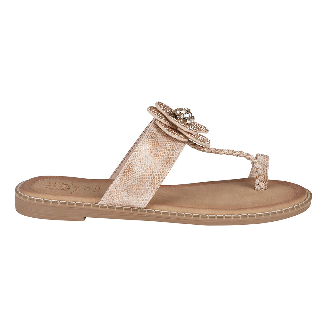 Blossom Rose Gold Flower Toe-Ring Flat Sandals