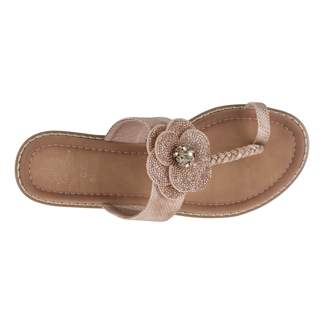 Blossom Rose Gold Flower Toe-Ring Flat Sandals