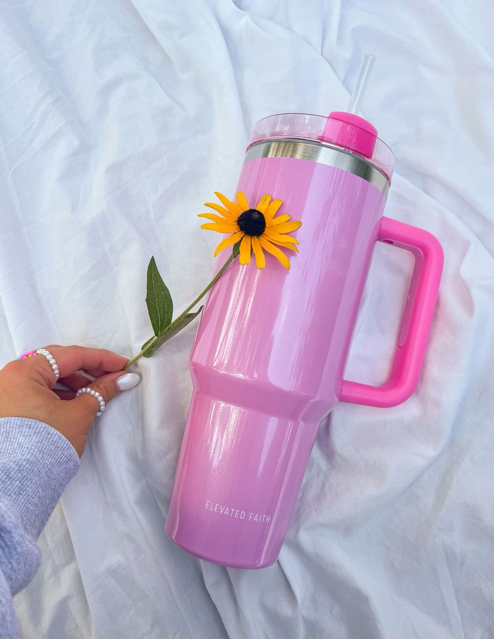 Basics Pink 40oz Insulated Tumbler with Handle