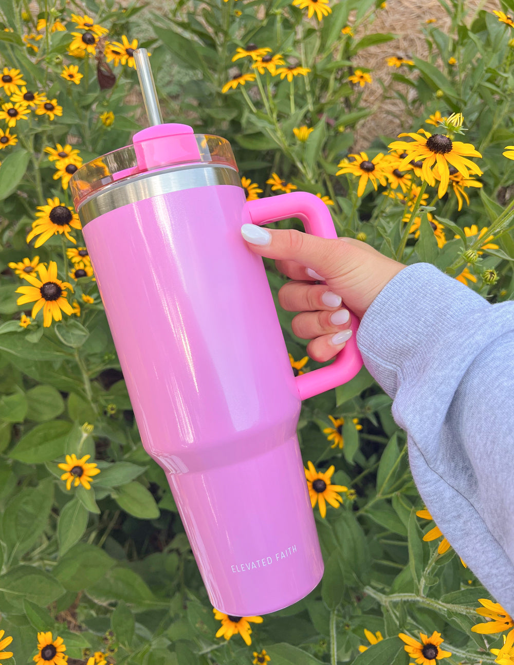Basics Pink 40oz Insulated Tumbler with Handle