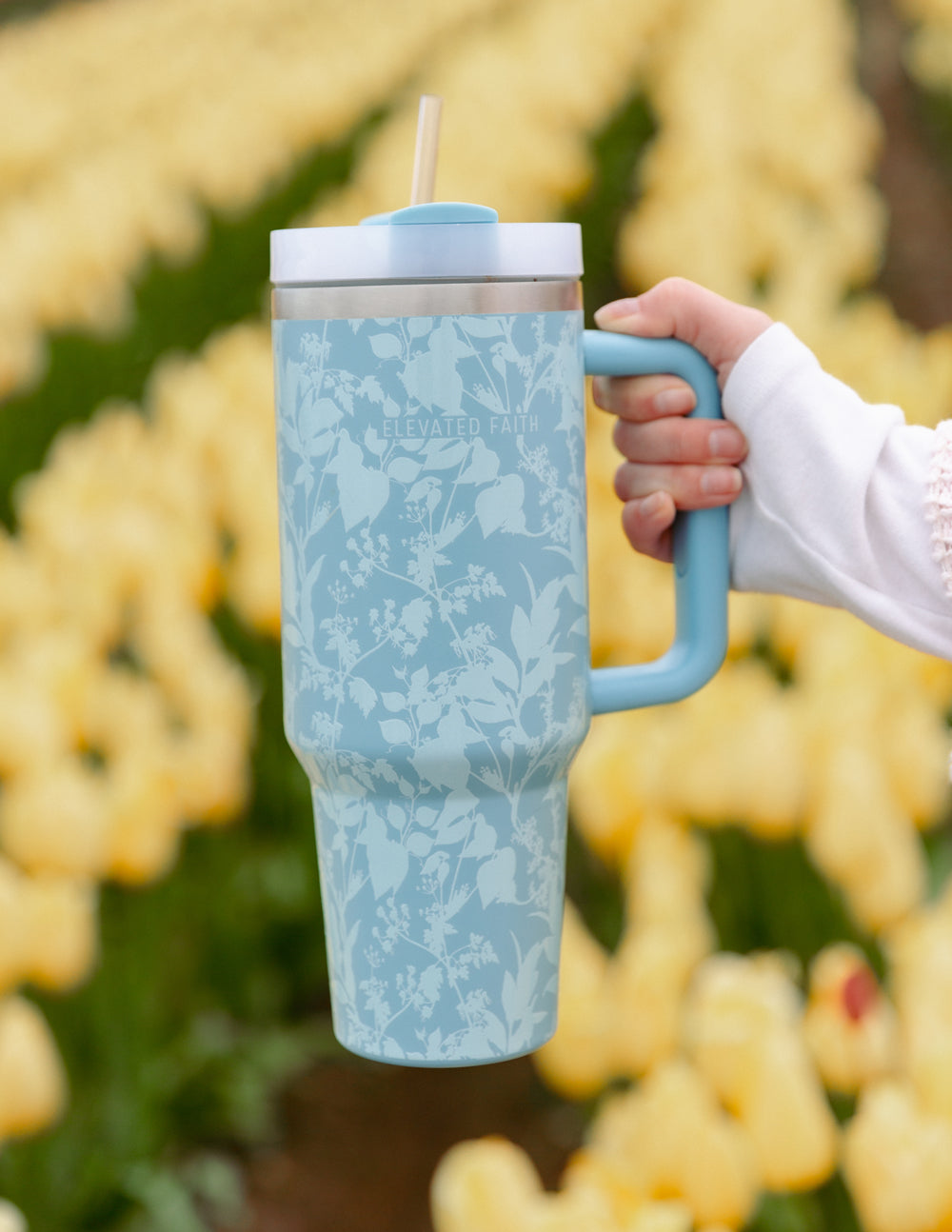 Blue Botanic 40oz Insulated Tumbler with Handle