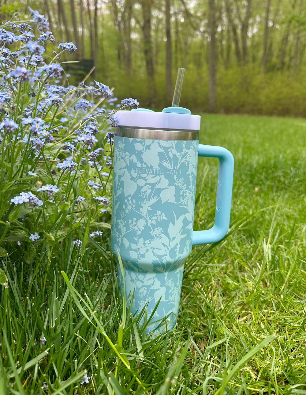 Blue Botanic 40oz Insulated Tumbler with Handle