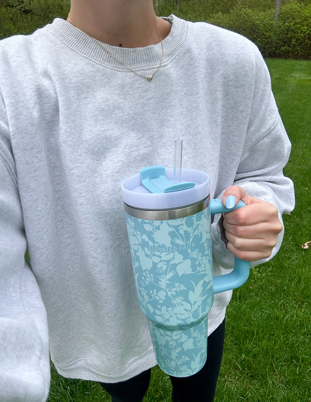 Blue Botanic 40oz Insulated Tumbler with Handle