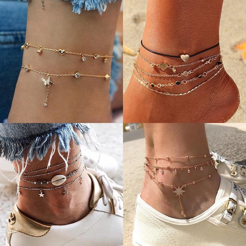 Boho Layered Anklet Set (18 Styles)