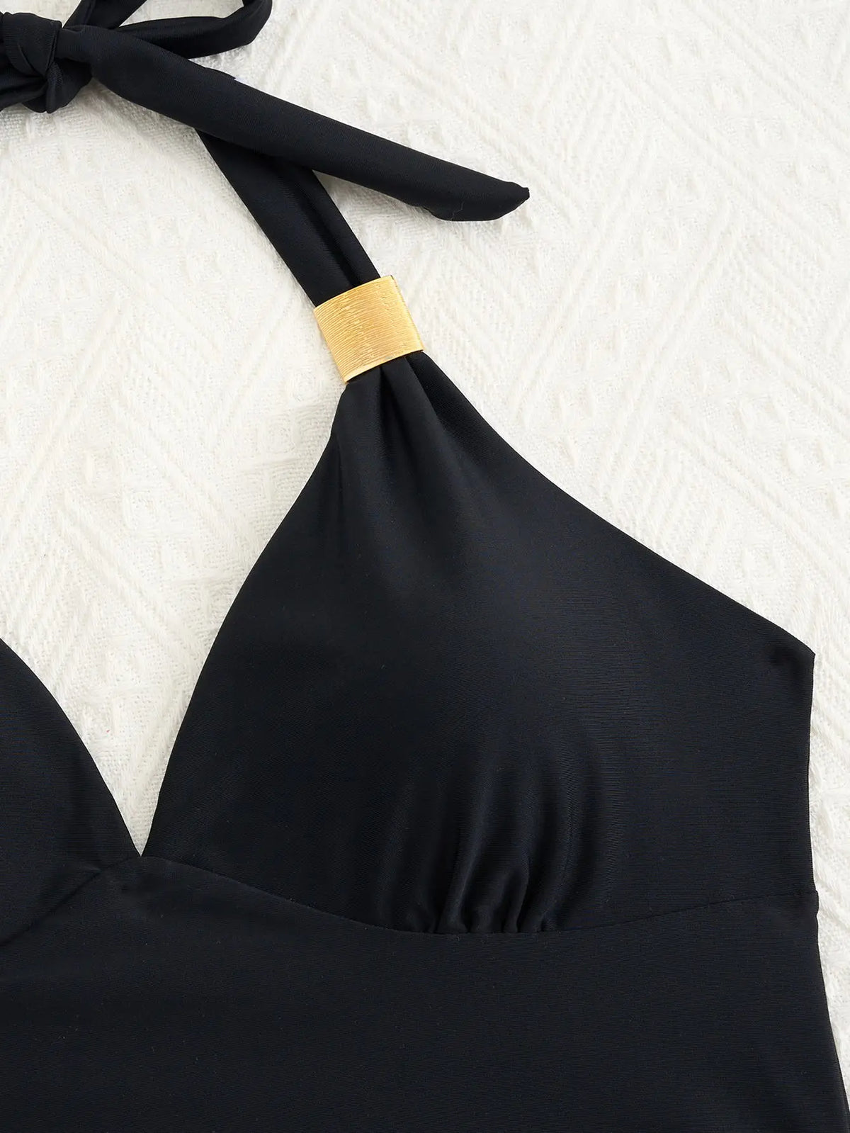 Black Halter Tankini with Swim Shorts