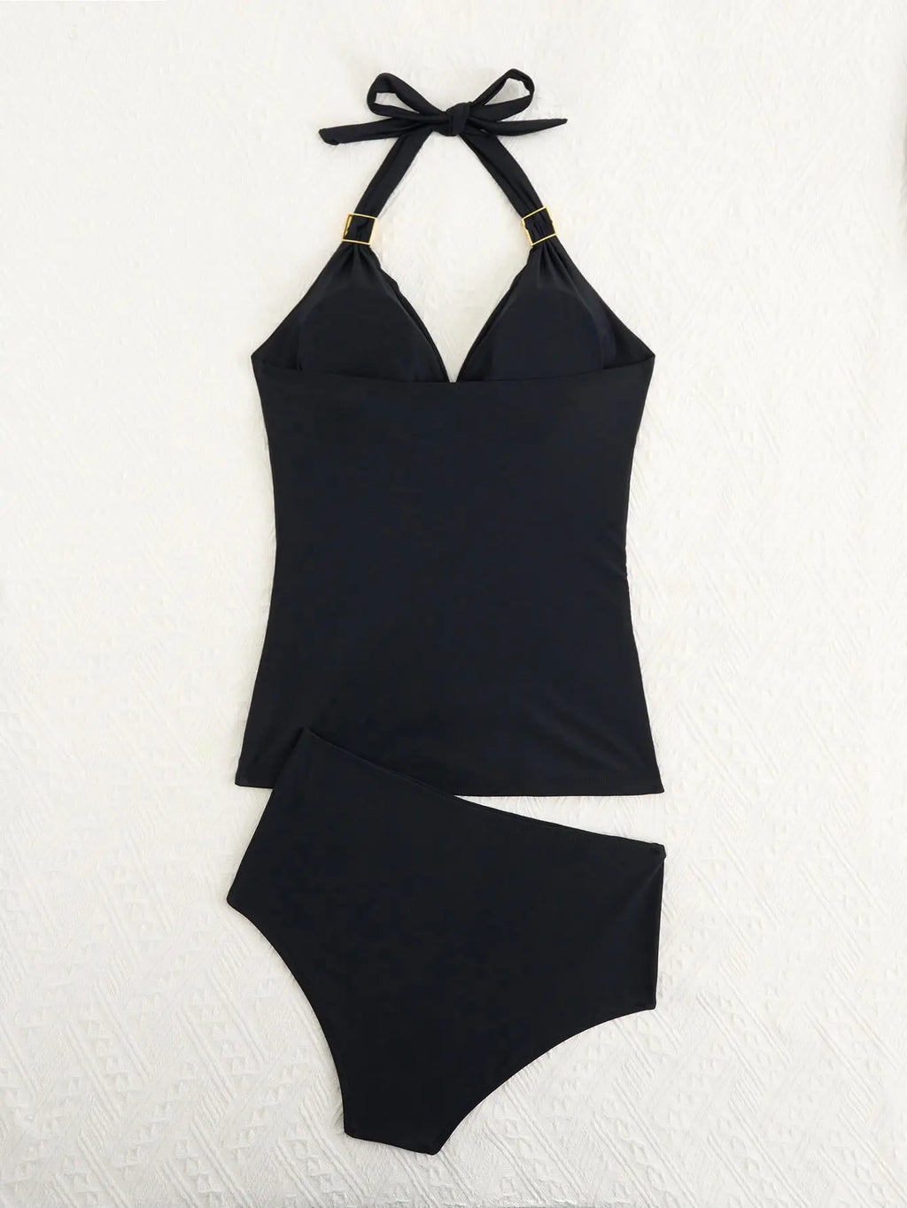 Black Halter Tankini with Swim Shorts