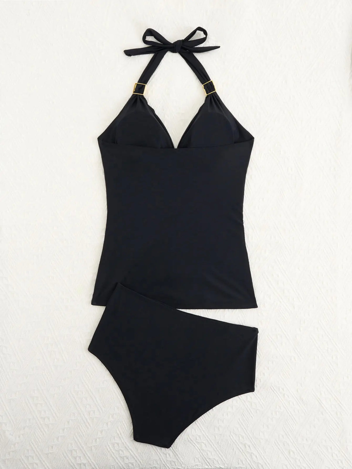 Black Halter Tankini with Swim Shorts