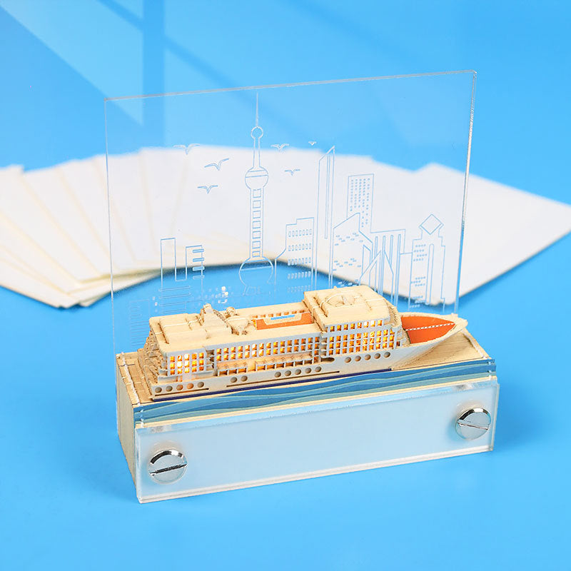 3D cruise ship memo pad side view