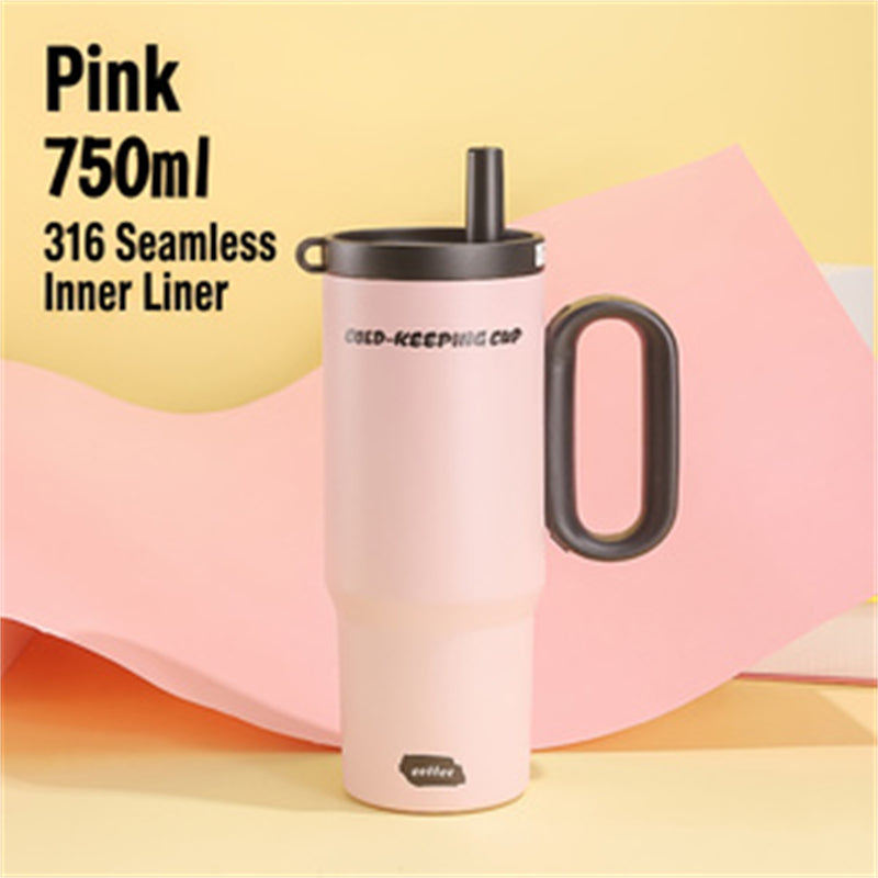 26oz Insulated Tumbler with Handle & Straw - Pink