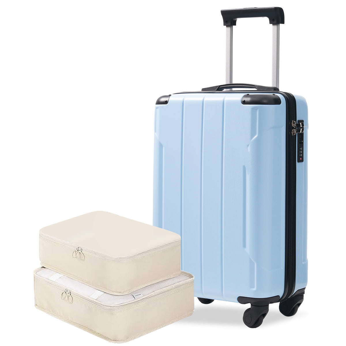 20-inch hardshell carry-on in sky blue