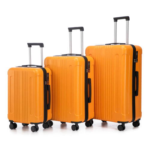 Striped luggage set in black and orange