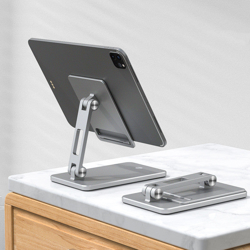 Aluminum folding tablet stand in silver