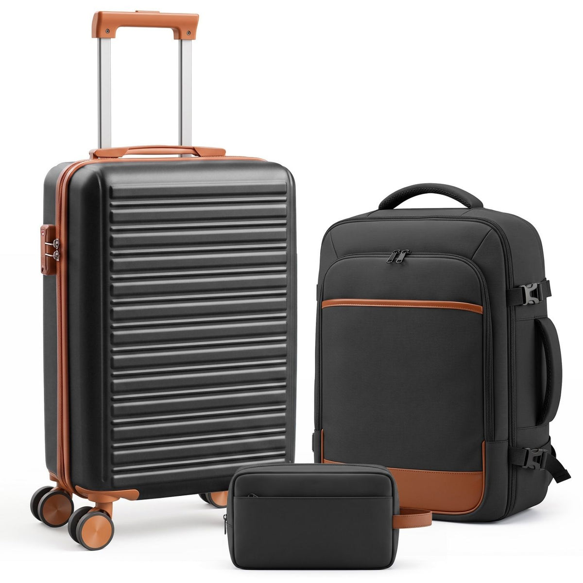 3-piece travel set in black