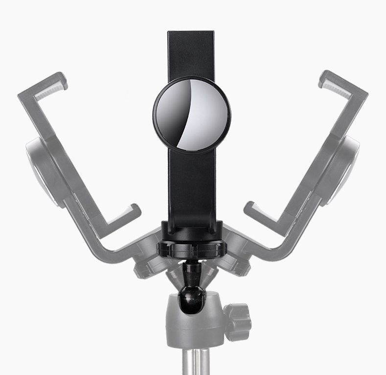 Rotating phone clamp with selfie mirror