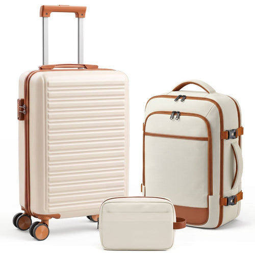 3-piece travel set in beige