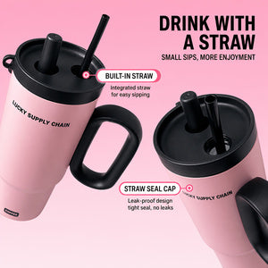 26oz Insulated Tumbler with Handle & Straw