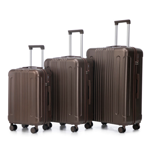 Striped luggage set in brown