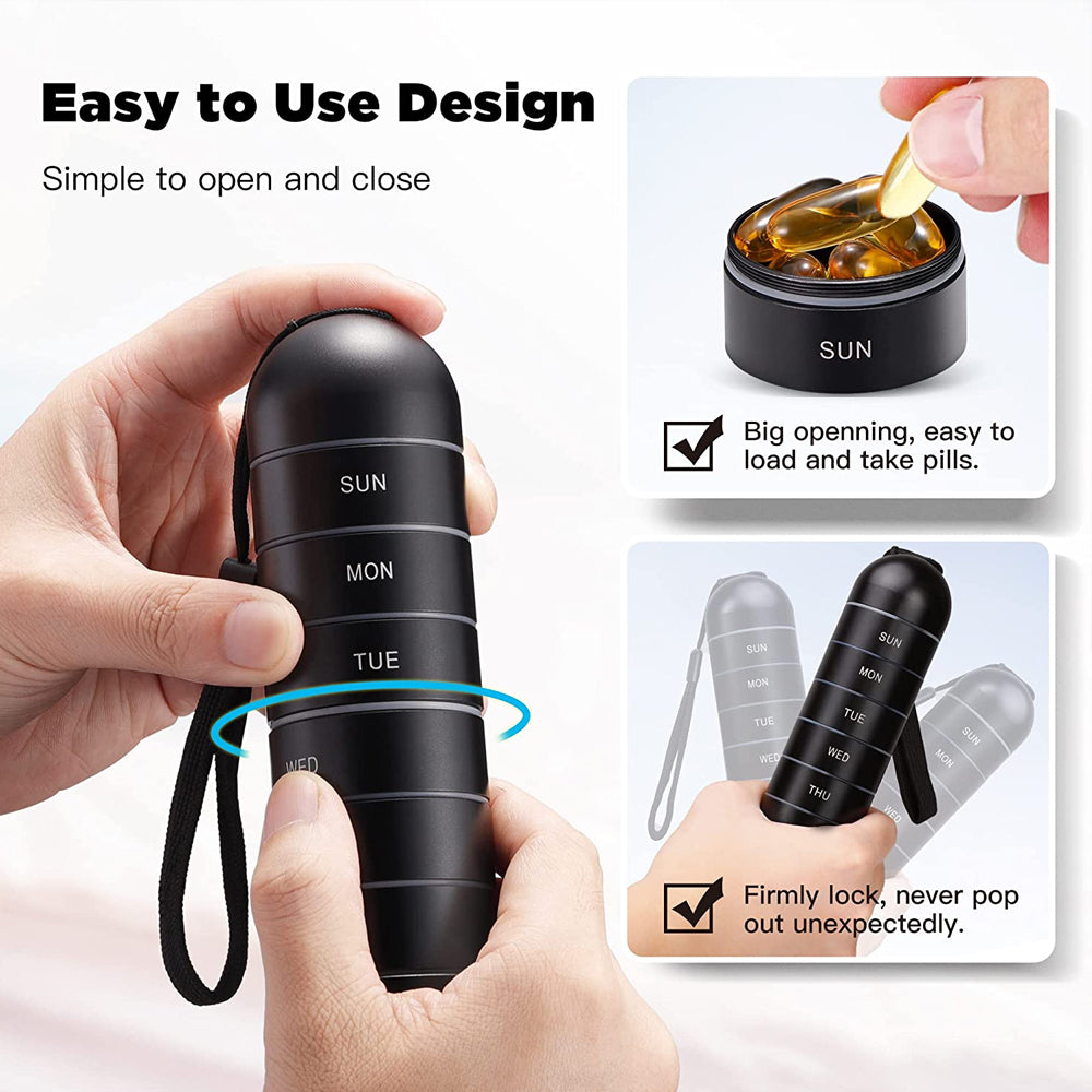 Aluminum 7-Day Waterproof Pill Case