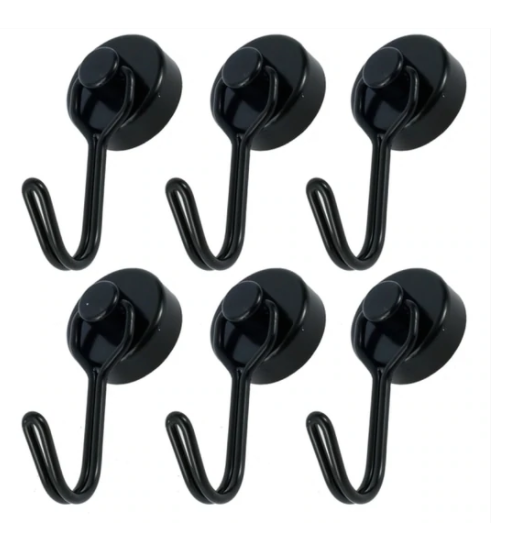 Black Swivel Magnetic Hooks 6-pack