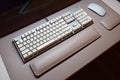 Warm Gray vegan leather desk mat with keyboard and mouse wrist rests